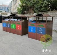 深圳景區(qū)轉木紋不銹鋼分類垃圾桶
